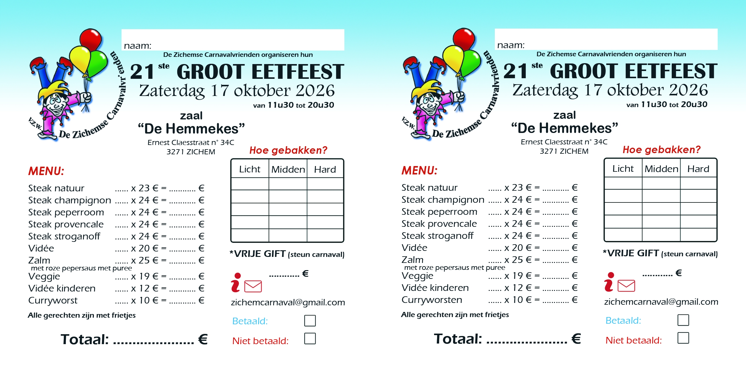 Eetfeest tvv de 45ste carnavalstoet 2027
